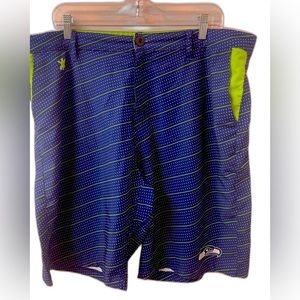 NFL Apparel Seattle Seahawks Board Shorts‎ size 38 swim trunks blue and green